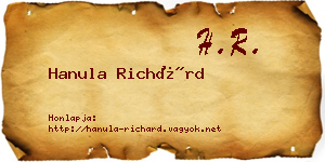 Hanula Richárd névjegykártya